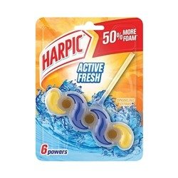 Harpic Active Fresh Toilet Rim Block 6 Powers Sparkling Citrus 35g 3119589