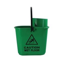 2Work Plastic Mop Bucket with Wringer 15 Litre Green CNT00066