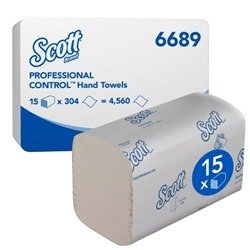 Scott Control 1-Ply Hand Towels Interfold 304 Sheets White (Pack of 15) 6689