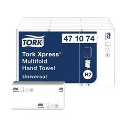 Tork Xpress Universal Multifold Hand Towel H2 1-Ply White 250 Sheets (Pack of 12) 471074