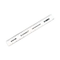 Q-Connect Shatter Resistant Ruler 30cm Clear (Pack of 10) KF01108Q