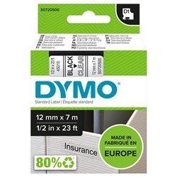 Dymo 45010 D1 LabelMaker Tape 12mm x 7m Black on Clear S0720500