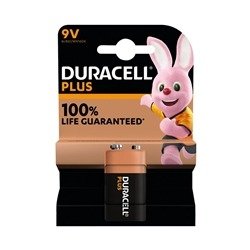 Duracell Plus 9V Battery Alkaline 100% Life 5011414
