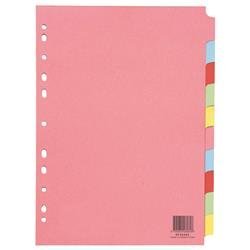 Q-Connect 10-Part Subject Divider Multi-Punched A4 KF26082